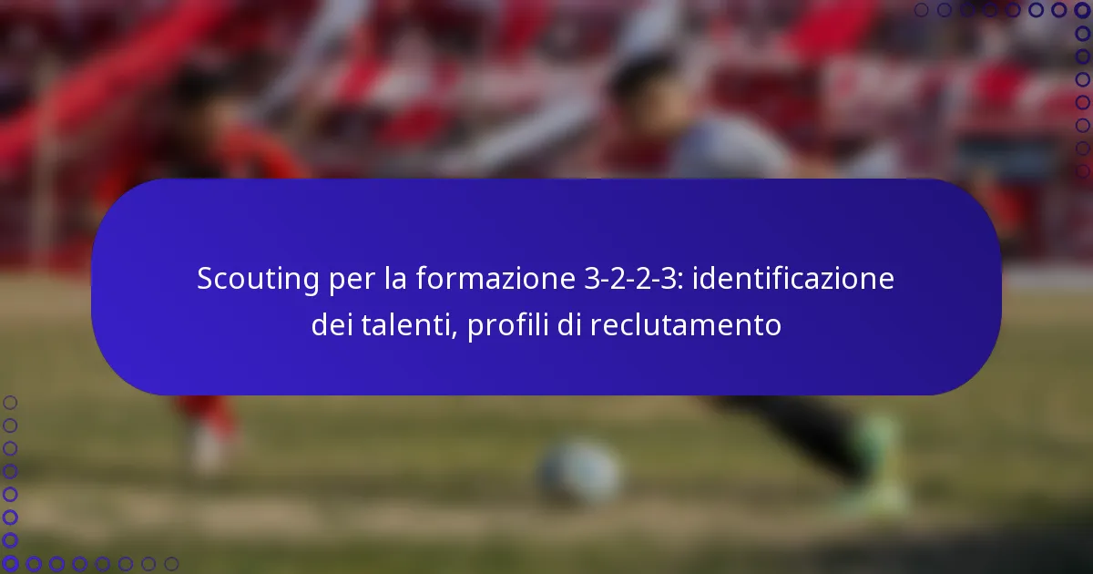 Scouting per la formazione 3-2-2-3: identificazione dei talenti, profili di reclutamento